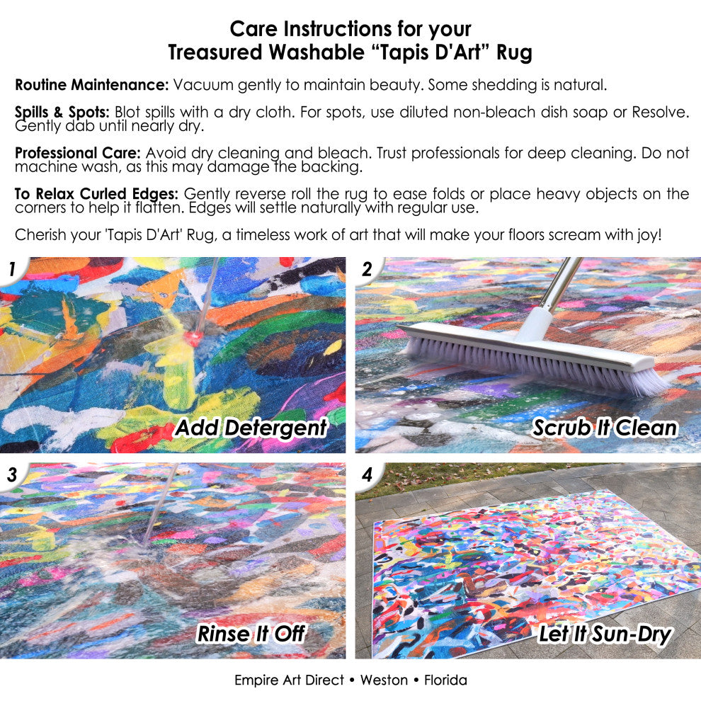 Floating Stars Hand Washable Power-loomed Art Area Rug, 5'x7.5'