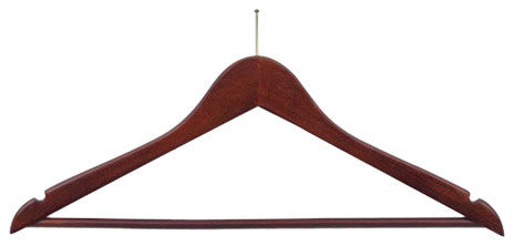Wooden Anti-Theft Security Suit Hanger, Walnut/Brass Finish, Box of 100