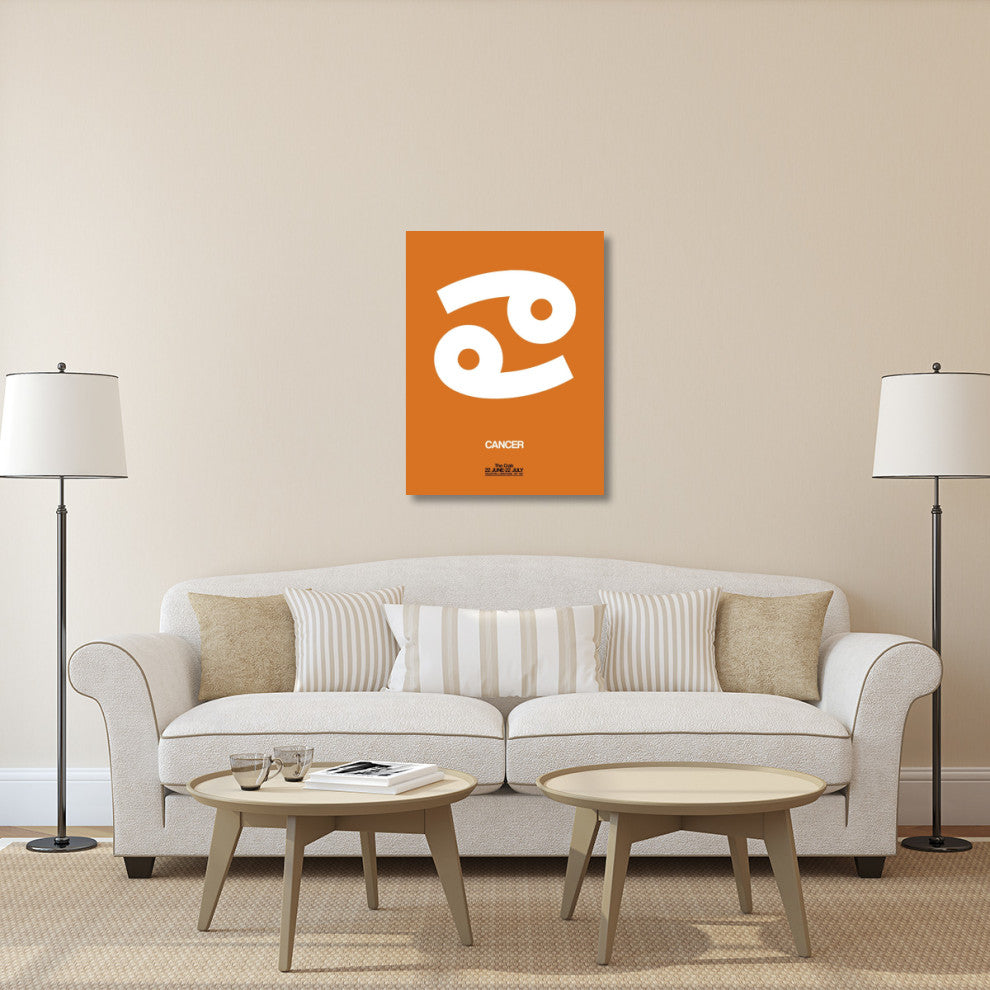 "Cancer Zodiac Sign White on Orange" Fine Art Print