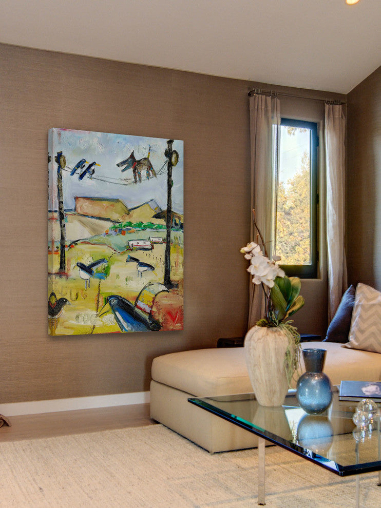 "Dog on Wire" Painting Print on Canvas by Tori Campisi