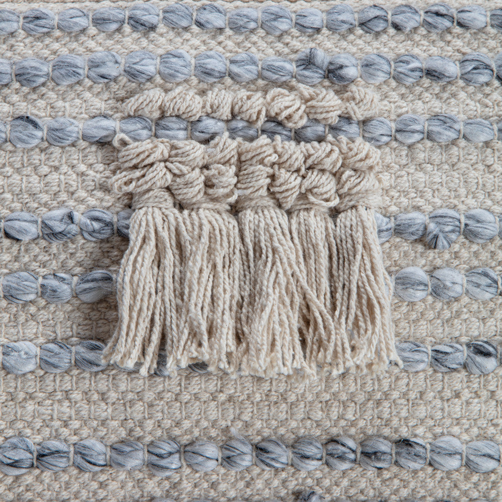 Trestles 34" x 34" x 16" Beige and Gray Ottoman