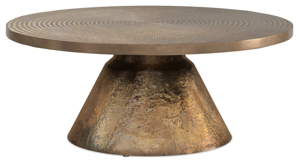 Michelle Cast Aluminum Coffee Table, Vintage Brass