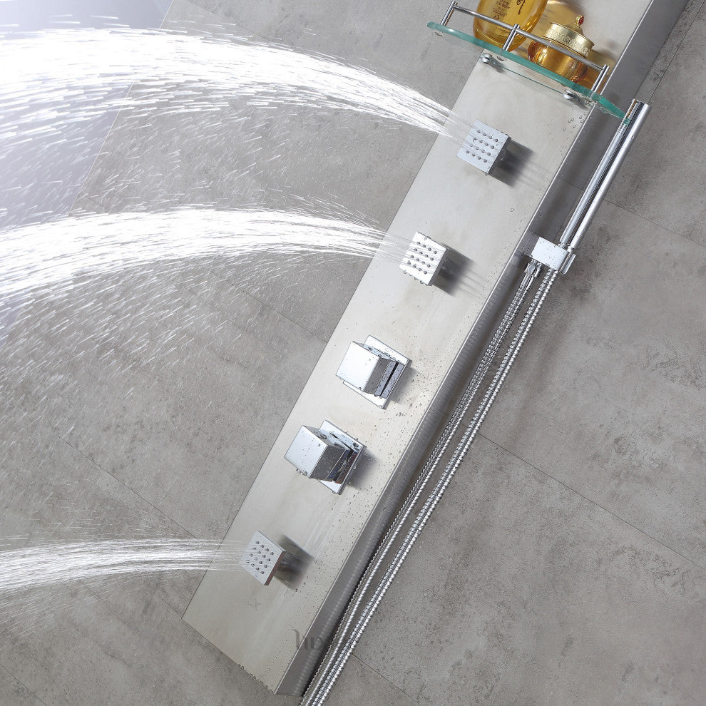 Luxier 55" 3-Jet Shower Panel System With Rainfall Shower Head Hand Shower