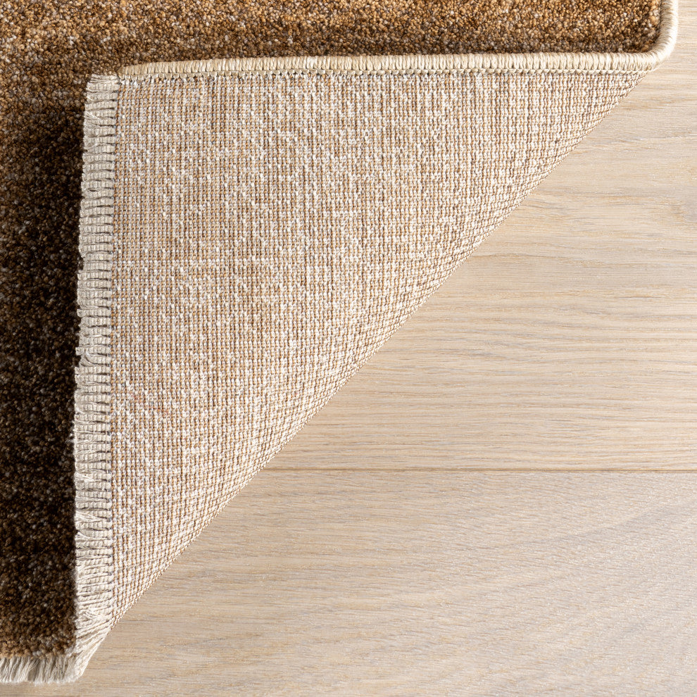 Faela Abstract Fringe Area Rug, Light Brown 5'x7'10"