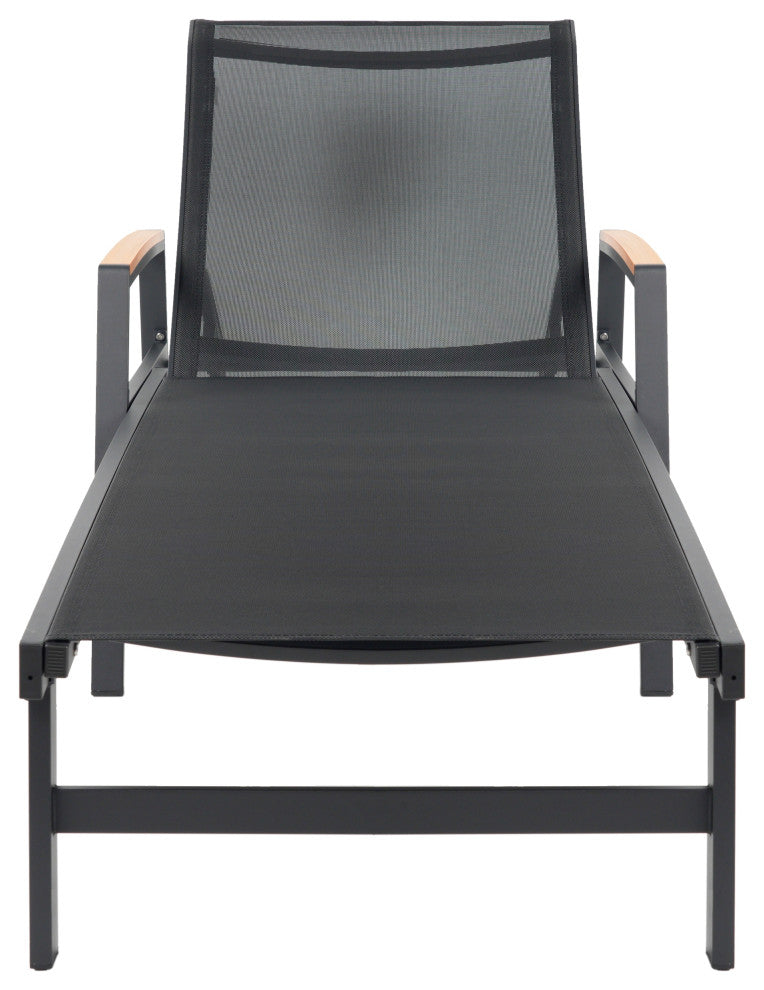 GDF Studio Outdoor Mesh and Aluminum Chaise Lounge, Black, Set of 2