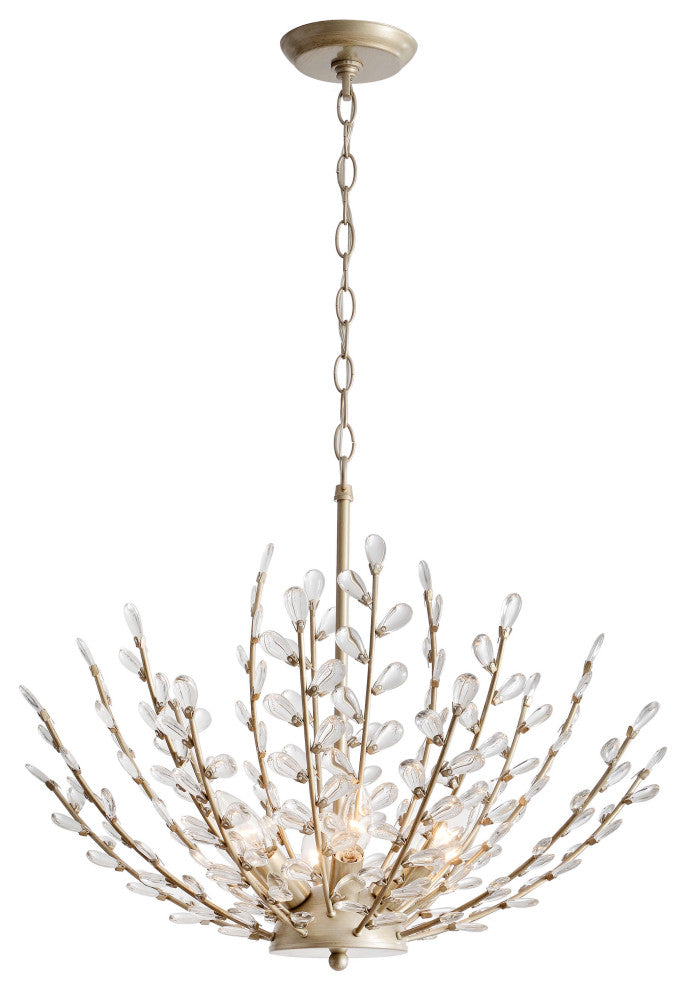 Daisy 6-Light Brushed Champagne Silver Crystal Chandelier