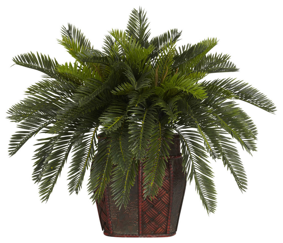 Double Cycas With Vase Silk Plant