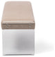 Hildon Beige Microsuede Fabric Upholstered Lux Bench With Paneled Acrylic Legs