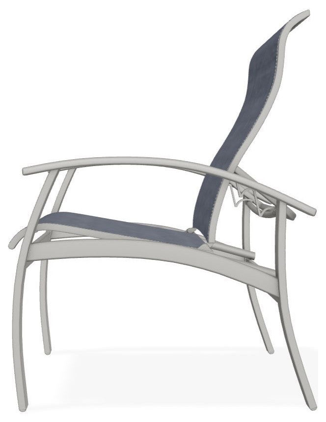 Belle Isle Sling Adjustable Outdoor Dining Chair, Augustine Denim/Snow