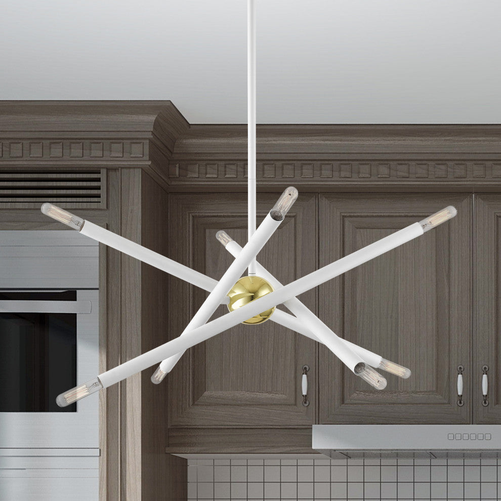 Livex Lighting Soho 8 Light White With Polished Brass Accents Chandelier