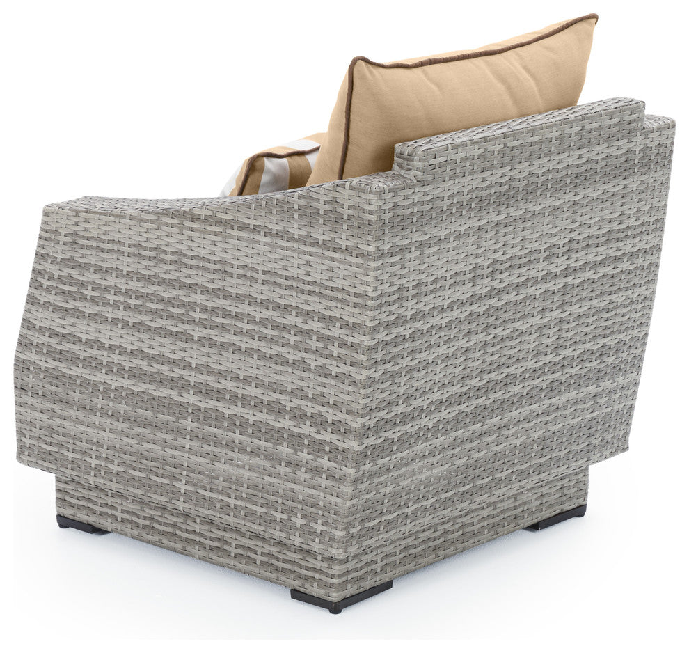Cannes 5 Piece Sunbrella Outdoor Patio Club Chair and Ottoman Set, Beige