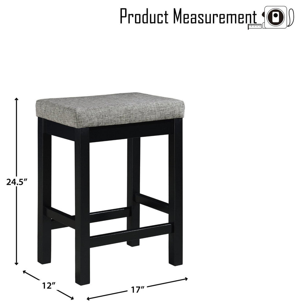 4 Pieces Pub Set, Cushioned Stools & Large Table With Charging Station, Black