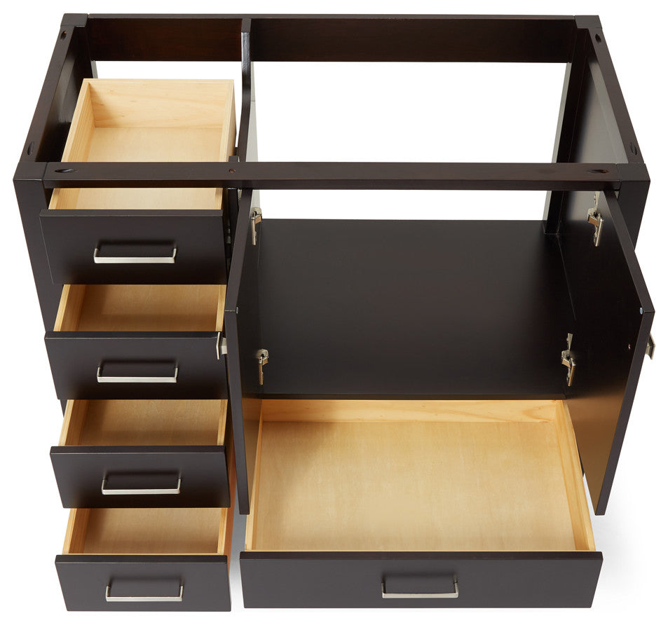 ARIEL Cambridge 42" Right Offset Single Sink Bathroom Vanity Base Espresso