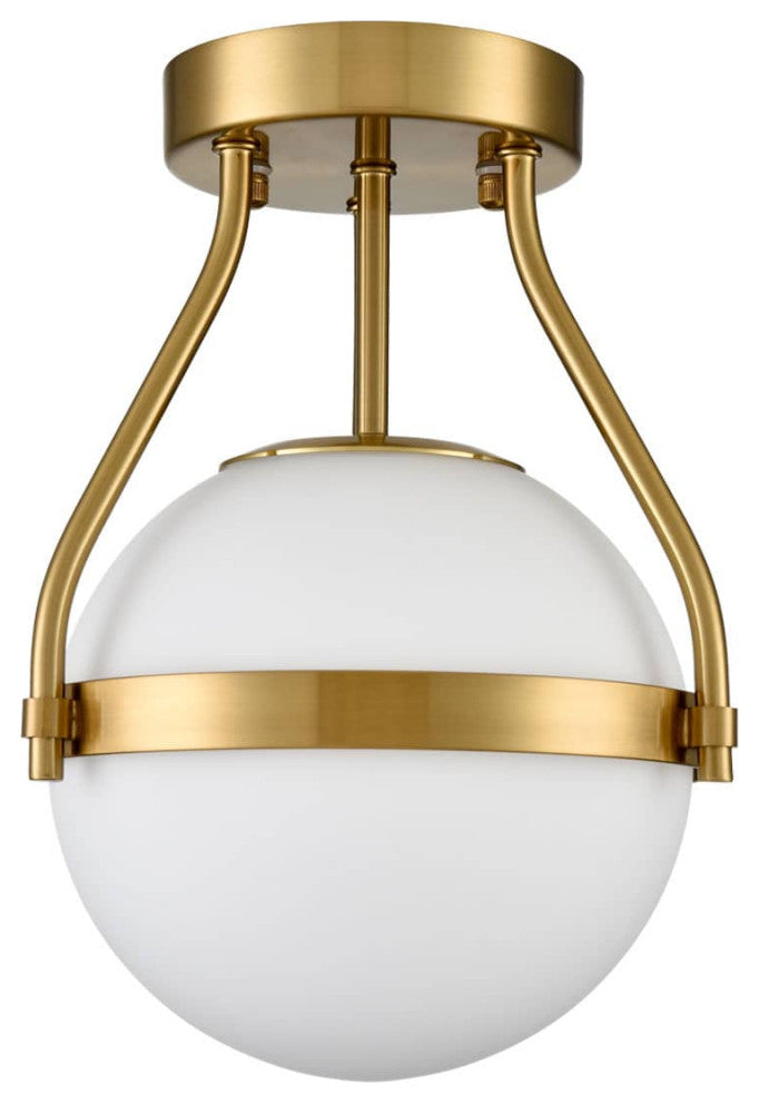 Modern Gold Globe Ceiling Light With Opal Glass