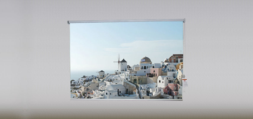 "Mykonos" Artwork, 5' Shade, Partial Sheer, Left