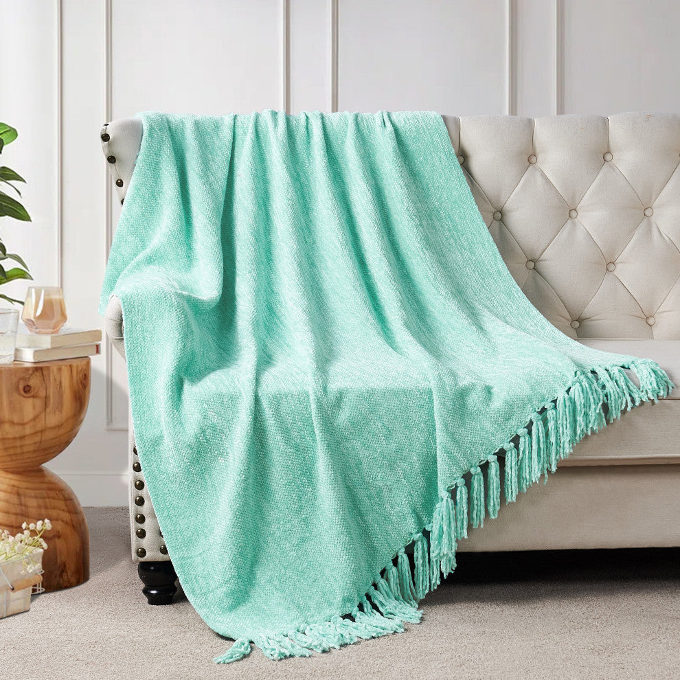 Crystal Chenille Knitted Throw Blanket, Island Paradise