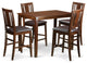 5 Pc Counter Height Dining Room Set -Pub Table And 4 Kitchen Bar Stool, Mahogany