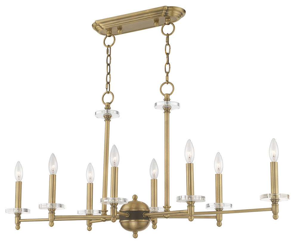 Livex Lighting Antique Brass 8-Light Linear Chandelier