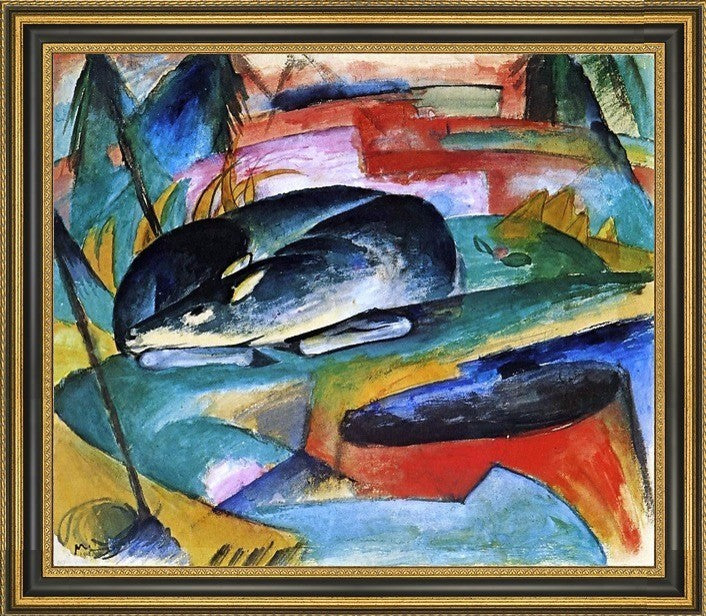 Franz Marc Sleeping Deer - 16" x 20" Framed Premium Canvas Print