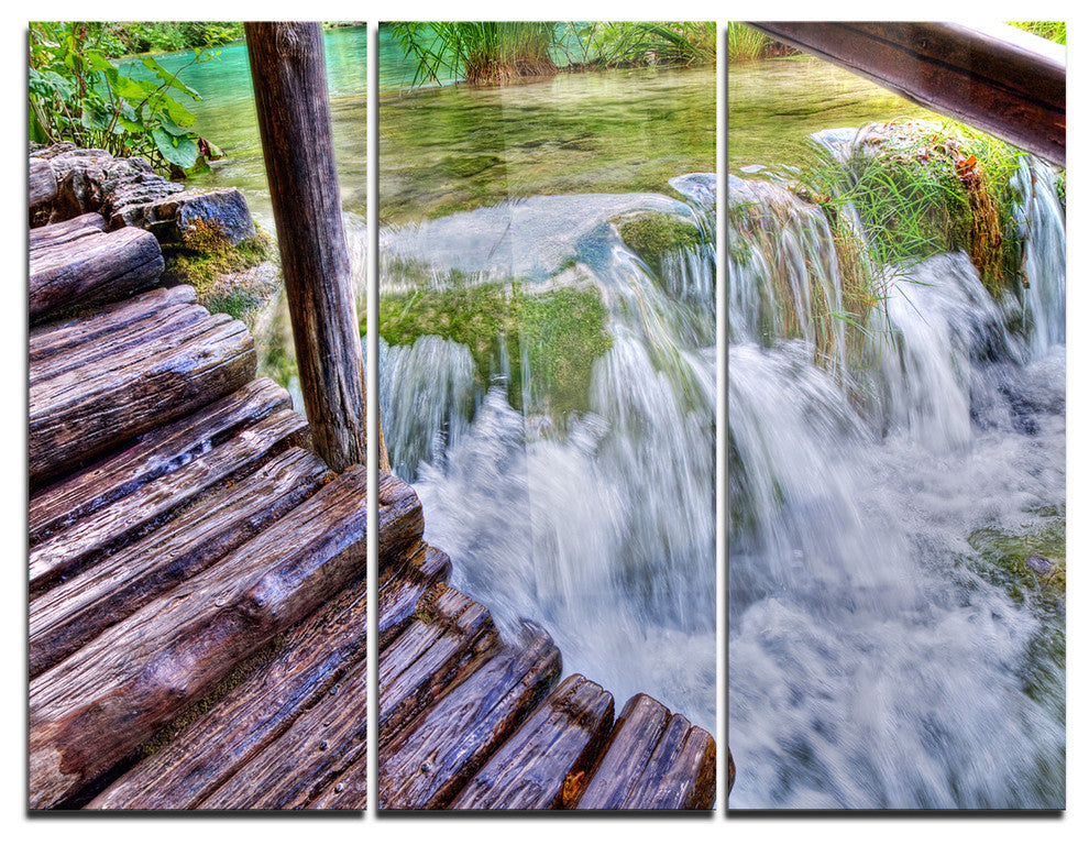 "Waterfall in Plitvice Lakes" Photo Metal Wall Art, 3 Panels, 36"x28"