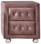 Benzara BM279727 17" Upholstered Nightstand, 2 Drawer, Crystal Handles, Pink