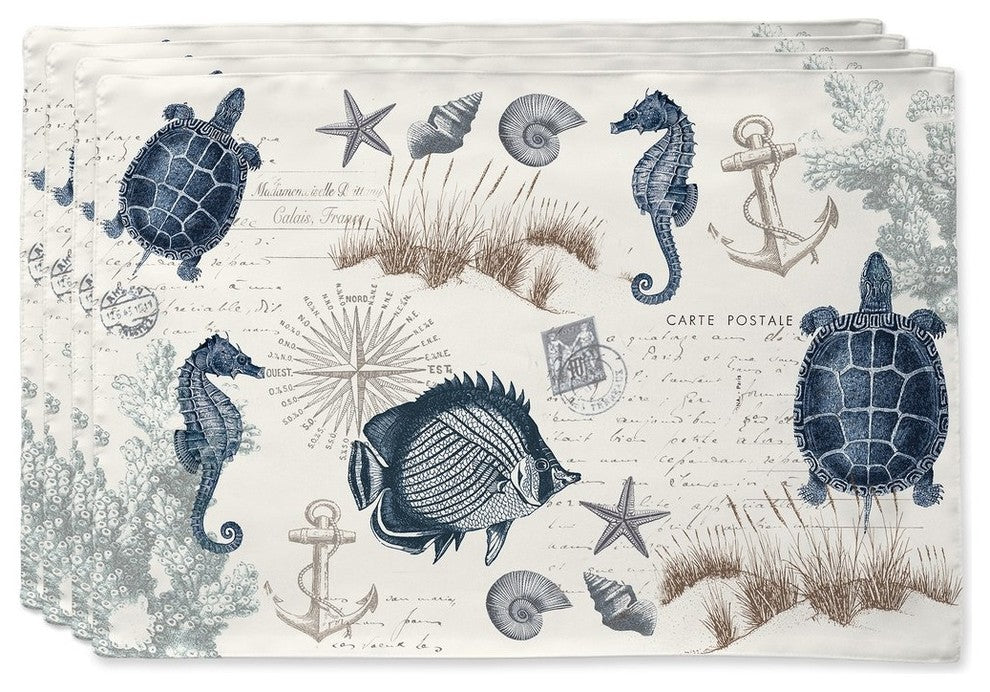 Laural Home Seaside Postcard Placemats, Set of 4