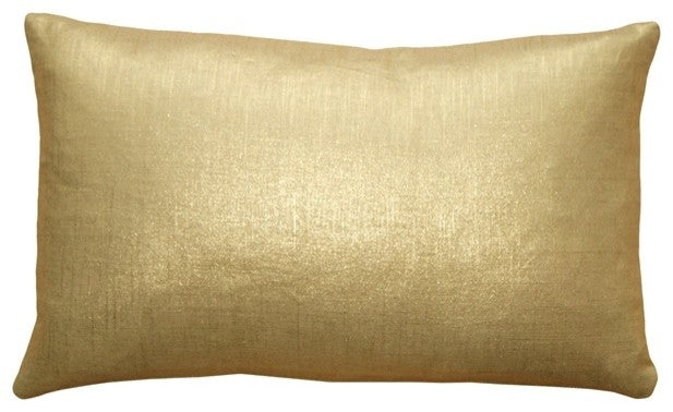 Pillow Decor - Tuscany Linen Metallic Throw Pillow, Gold, 12" X 20"