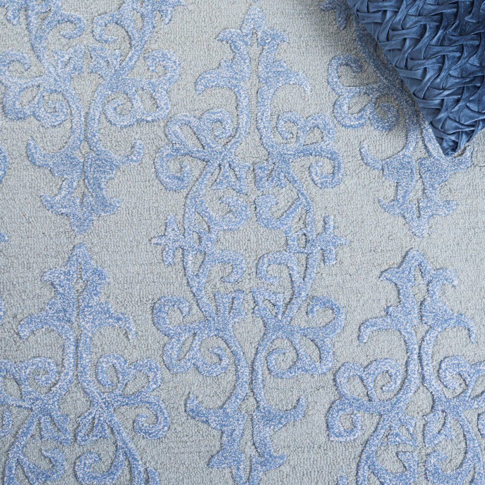 Safavieh Bella Bel127A Damask Rug, Blue, 2'3" X 7'0"