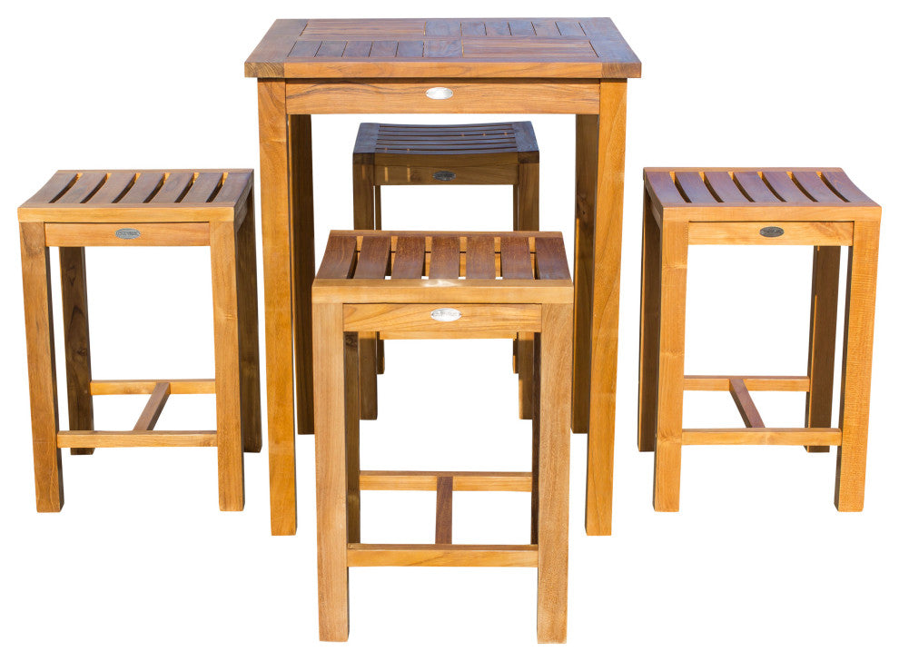 Teak Wood Seville Outdoor Patio Counter Height Bistro Table, 27"