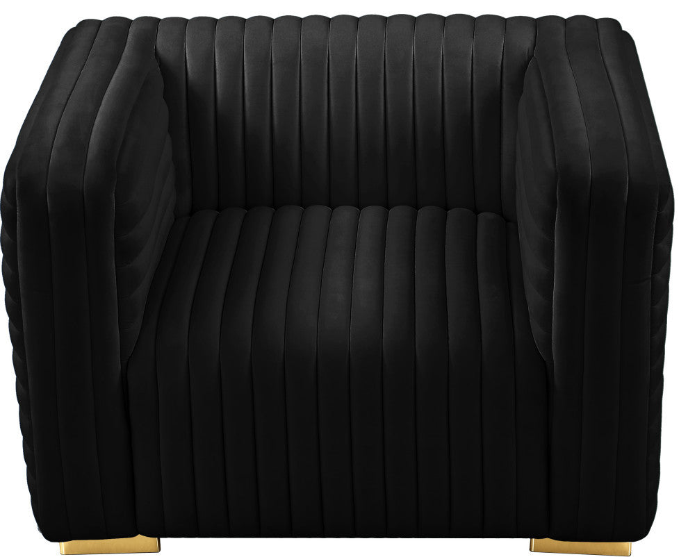 Ravish Velvet Upholstered Chair, Black, Chair