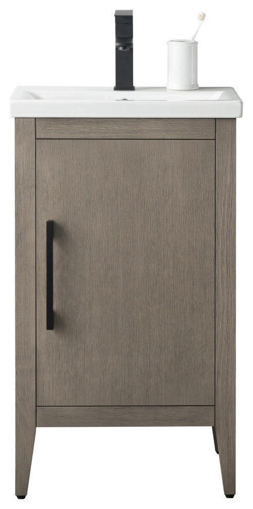Vanity Art Bathroom Vanity With Sink, Driftwood Gray, 20", Single Sink, Matte Black