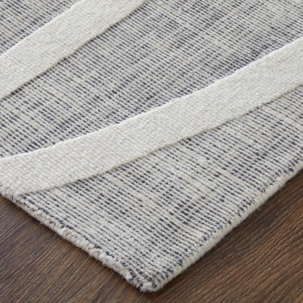 Peconic T8009 Modern/Industrial/Casual Area Rug, Gray/Ivory, 9'x12'