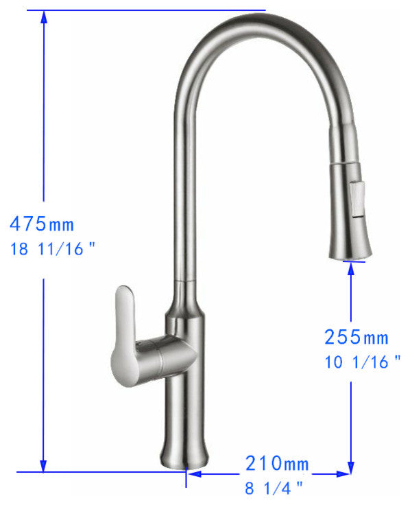 Vanity Art Pull Out Kitchen Faucet, Brushed Nickel