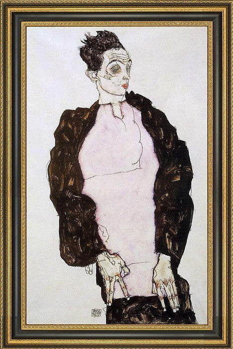 Egon Schiele Self Portrait Lavender Dark Suit  Standing