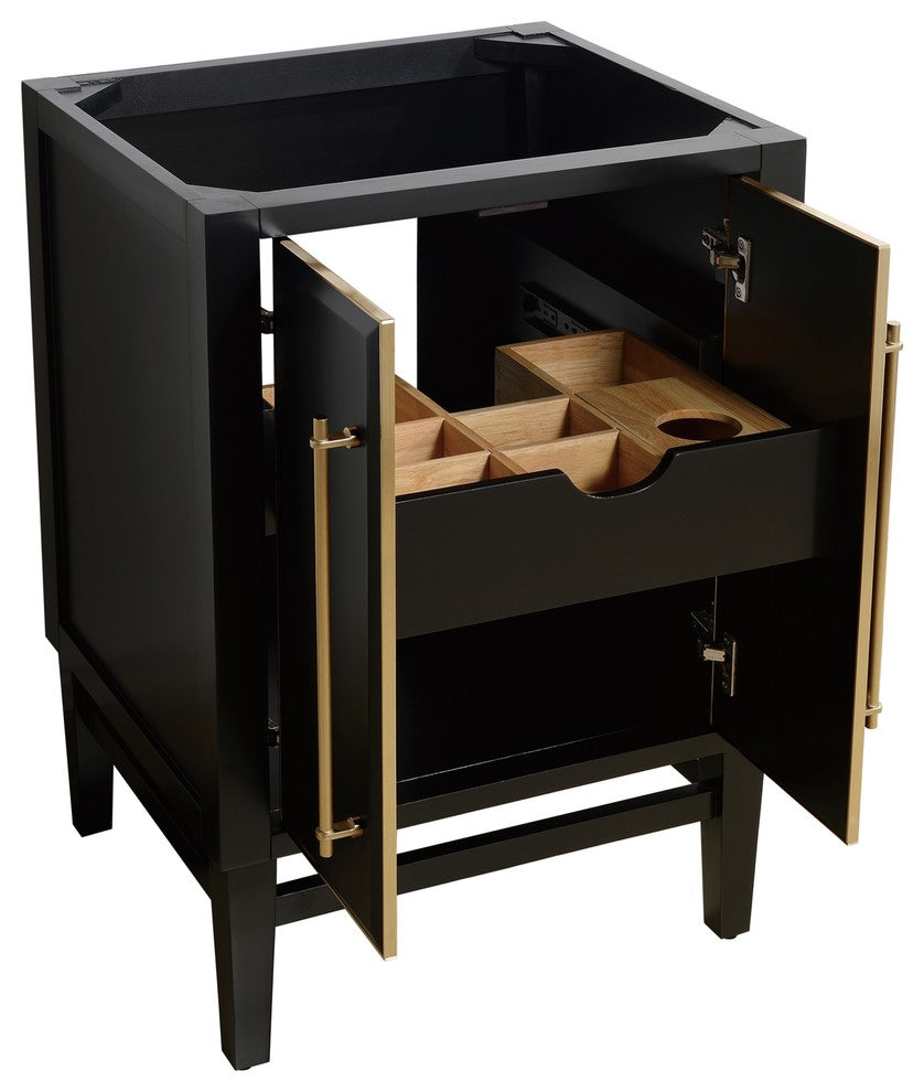 Mason 24" Vanity Only, Black With Matte Gold Hardware