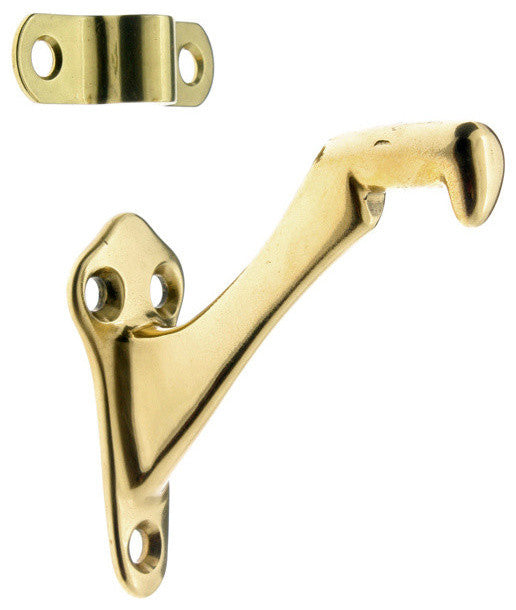Genuine Solid Brass Hand Rail Bracket, Polished Brass