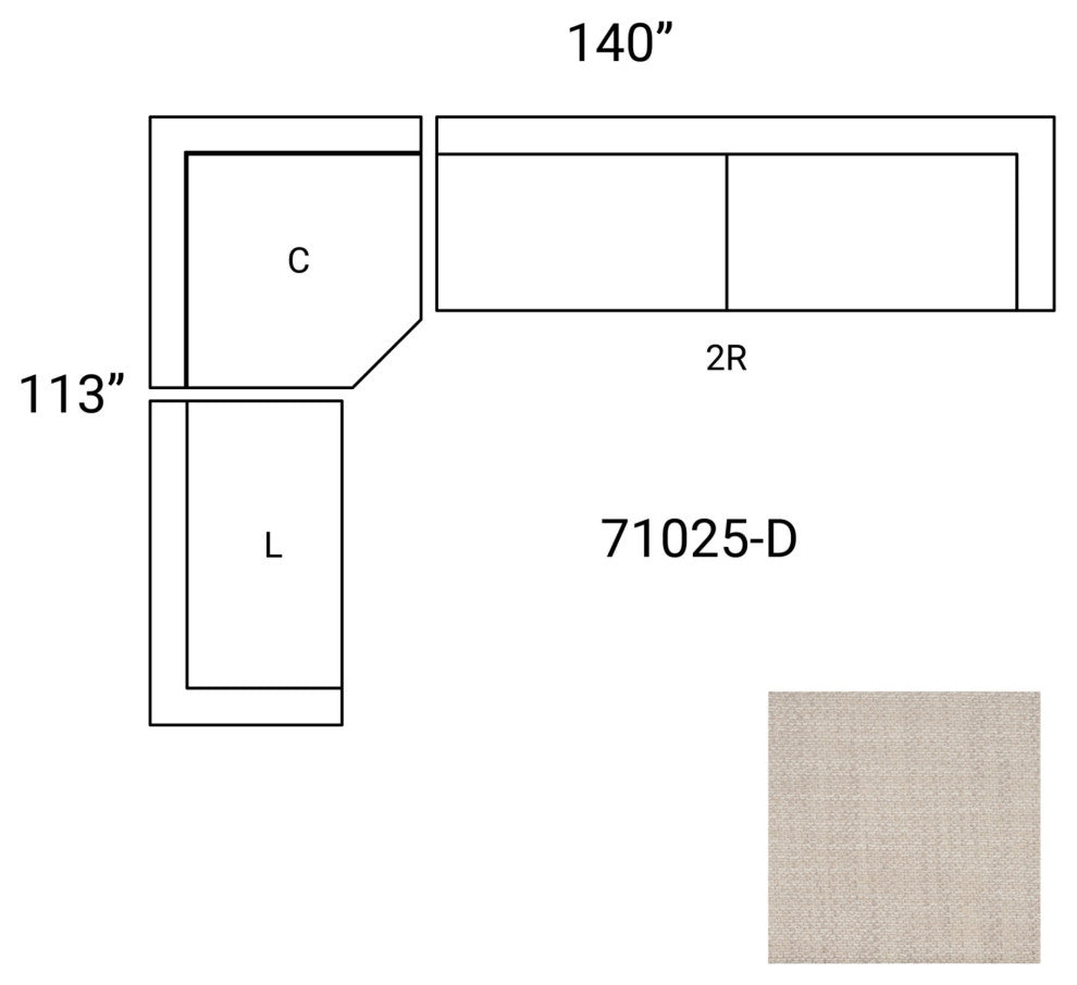 Warner Oatmeal 3-Piece Sofa Set With Corner-Piece