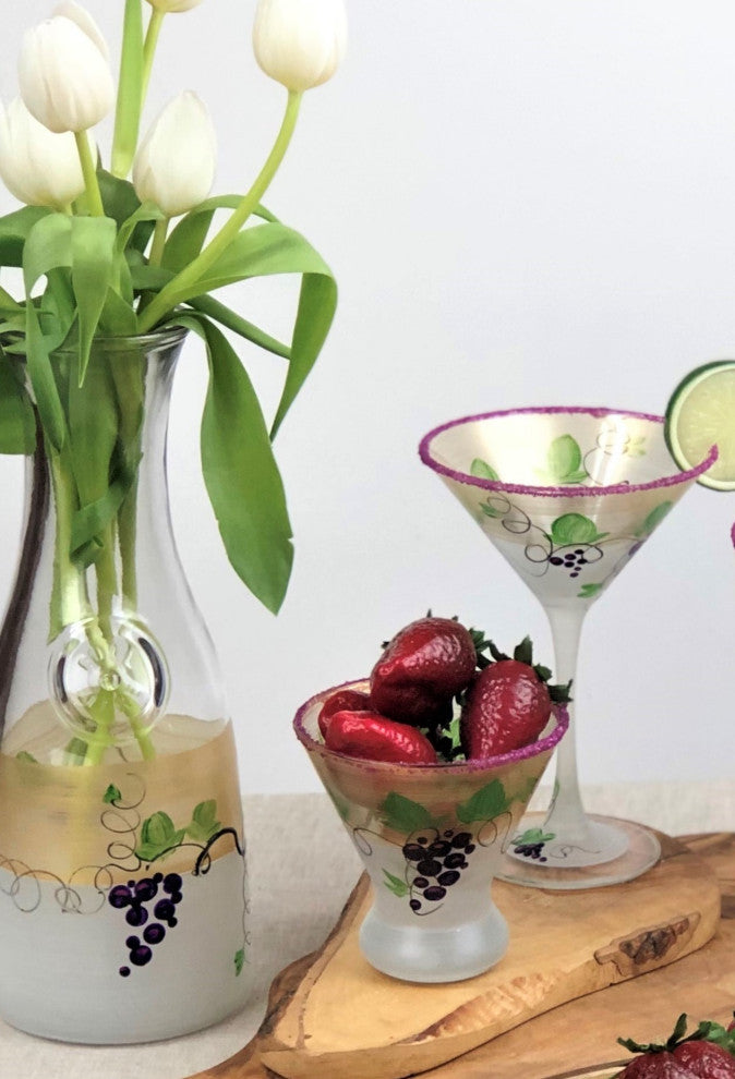Grapes 'n Vines Martini Glasses, Set of 2
