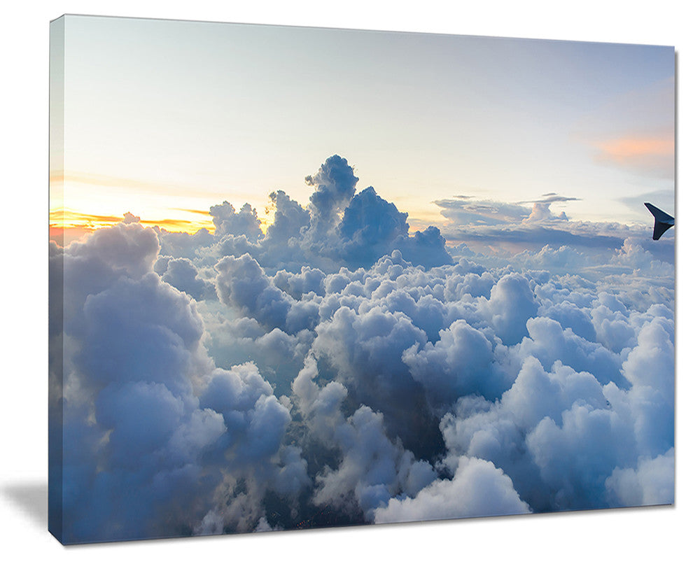 "Light Blue Heavy Clouds in Sky" Contemporary Landscape Canvas Art, 20"x12"