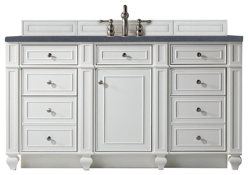 Bristol 60" Single Vanity Bright White, Charcoal Soapstone Quartz