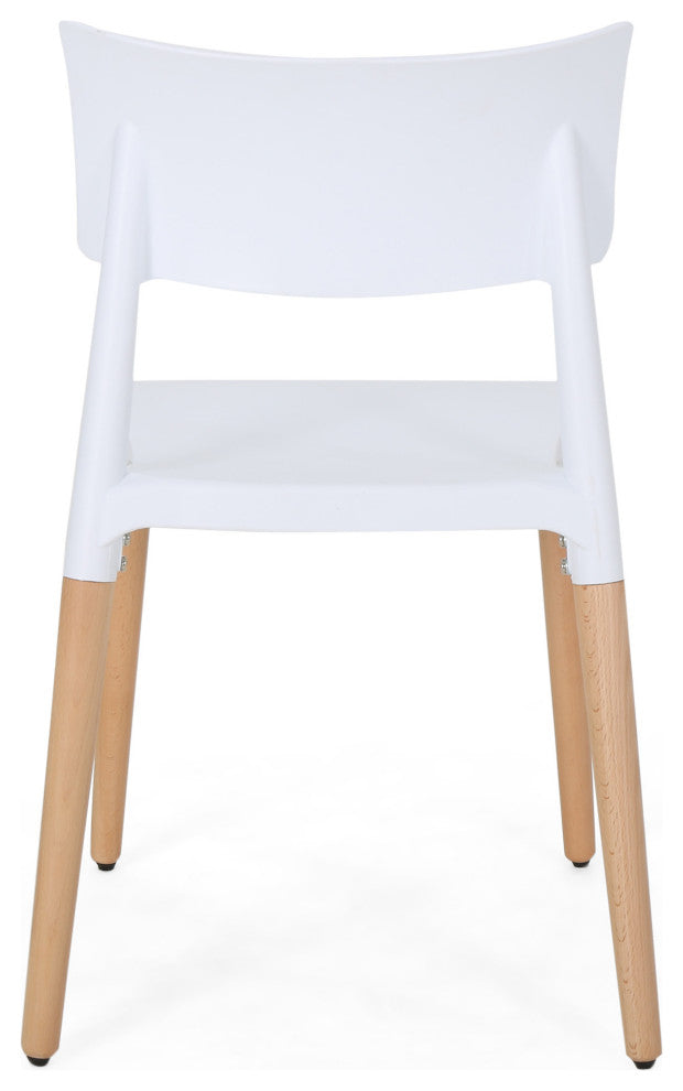 Isabel Dining Chair With Beech Wood Legs, Set of 2, White, Natural