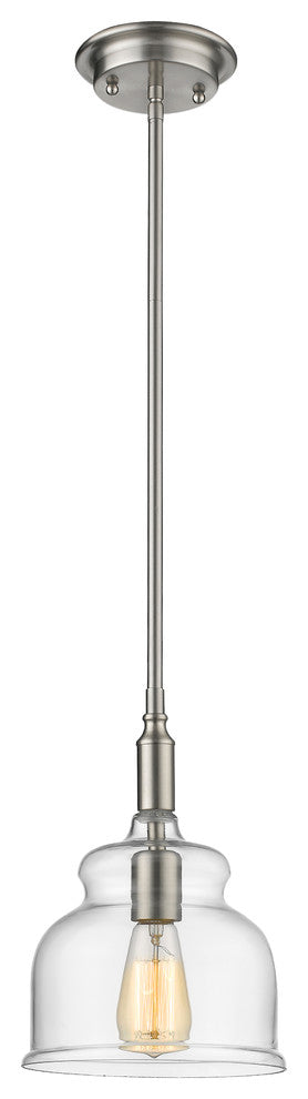 Zoe 1-Light Brushed Nickel Ceiling Mini Pendant 8"