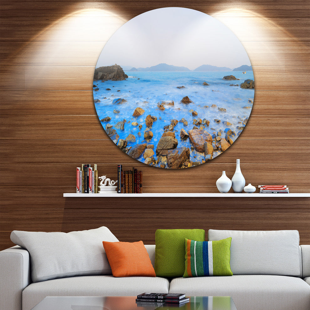 Stony Port Shelter Beach Hong Kong, Seashore Round Wall Art, 23"