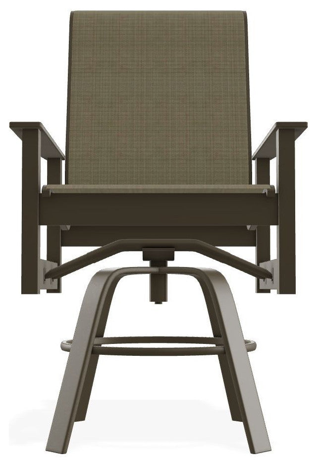 Leeward Sling Balcony Height Outdoor Swivel Armchair, Elevation Stone/Beachwood