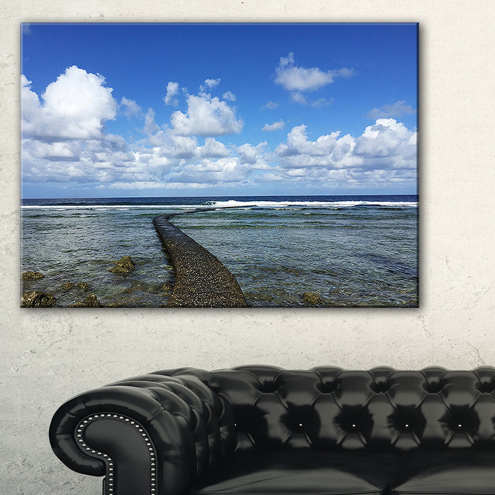 "Rocky Coast Along Pacific Ocean" Seashore Canvas Art, 40"x20"