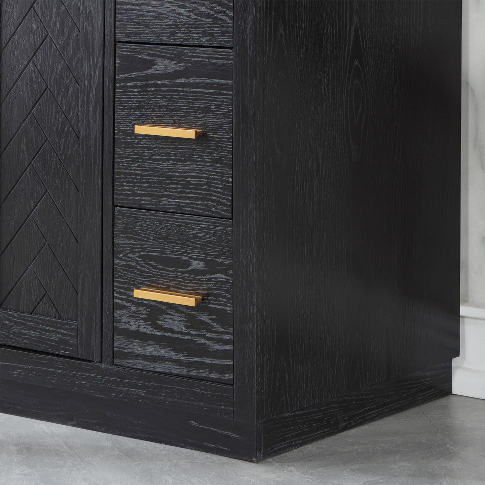 Altair Gazsi Black Oak Bathroom Vanity Set, 60s", Without Mirror