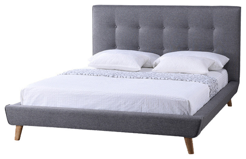 Jonesy Fabric Upholstered Platform Bed, Gray, Full
