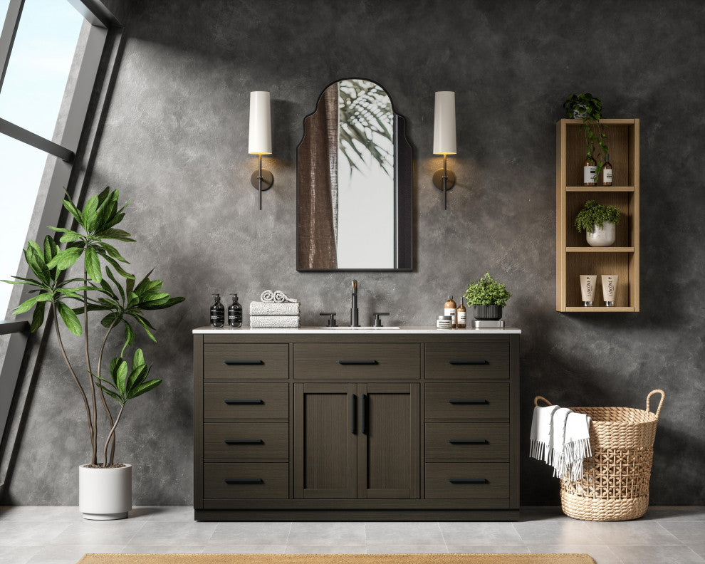 Home Living 60" Single Bathroom Vanity, Mocha Brown