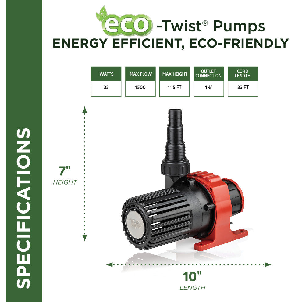 Eco-Twist Pump 1500 Gph With 33-Foot Cord