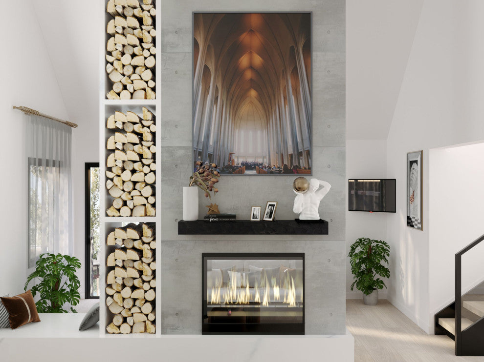 Rough Hewn Fireplace Shelf Mantel, Midnight Black, 72"